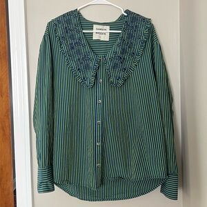 Damson Madder blouse with exaggerated embroidered collar size 10/L